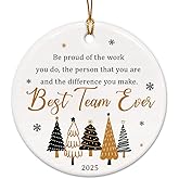 Best Team Ever Gifts - Ceramic Christmas Ornaments 2025, Encourage Team Gift for Employees, Coworkers, Office Members - Appreciation Thank You for Work Friends, Colleagues, Staff