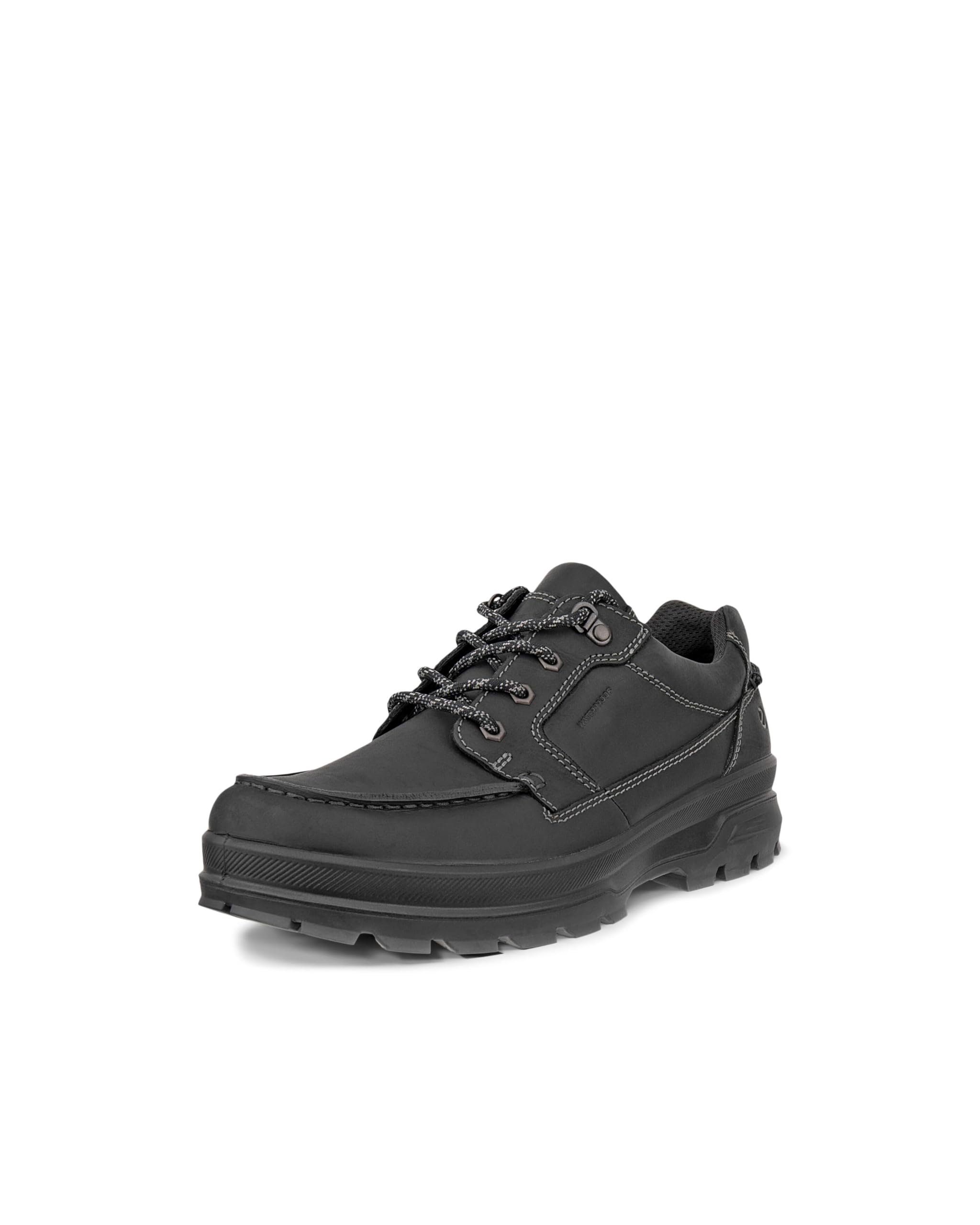 ECCO Men’s Rugged Track Moc Toe Low Waterproof Hiking Shoe, Black, 8-8.5