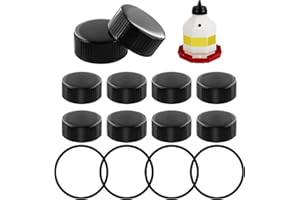 JTJEI Plastic Poultry Waterer Replacement Parts Kit - 10 Caps & 4 O-Rings, Compatible with Miller, Little Giant PPF & Farm-Tuff 3/5/7 Gallon Poultry Founts (Black)