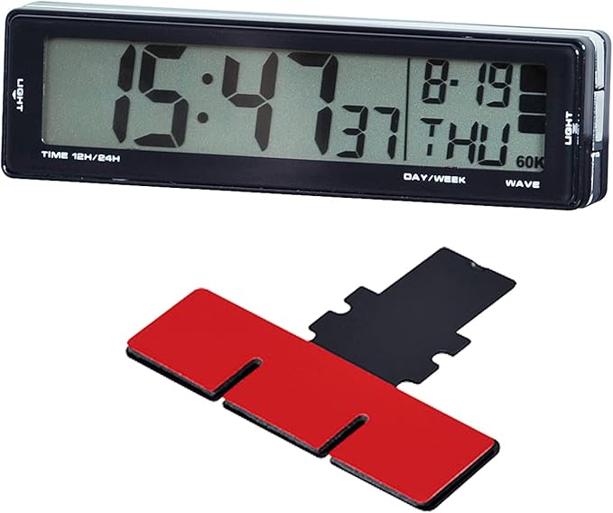 Amazon セイワ Seiwa 車用 デジタル時計 ソーラー電波クロック Wa80 ブルーledバックライト ソーラーパネル搭載 車 バイク 車 バイク