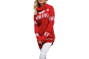 Ugly Sweater Christmas Women Turtleneck Pullover Holiday Dress Lightweight Long Sleeve Ugly Party Outfit Costumes