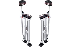 VEVOR Drywall Stilts, 24''-40'' Adjustable Aluminum Tool Stilts with Protective Knee Pads, Durable and Non-Slip Work Stilts for Sheetrock Painting, Walking, Taping, Silver