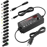 SHNITPWR 60W Universal Power Supply DC 3V 4V 4.5V 5V 6V 7V 7.5V 8V 9V 10V 11V 12V Adjustable Variable Power Adapter 100V-240V AC to DC Converter 1A 2A 2.5A 3A 4A 5A with 14 Tips &amp; Polarity Converter