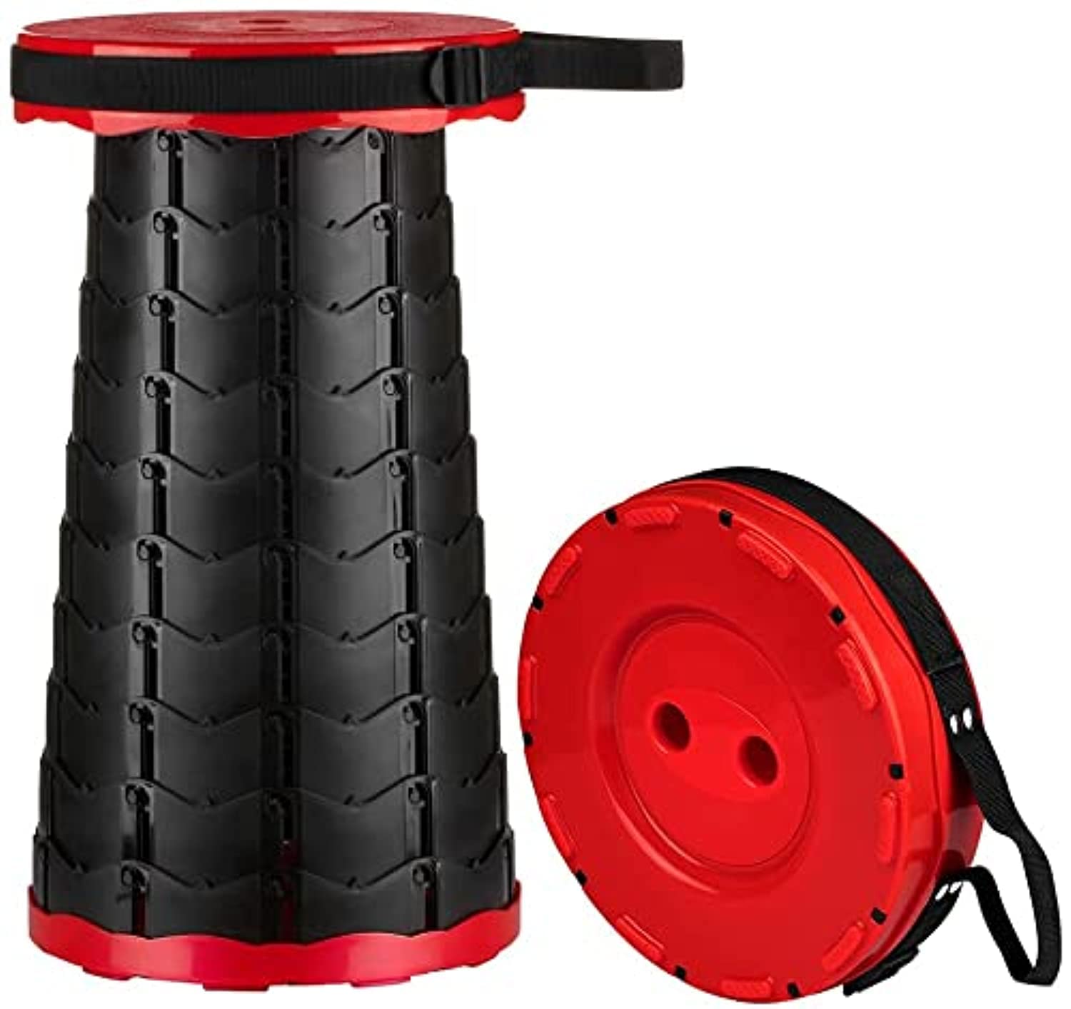 RED Telescoping Stool,Collapsible Retractable Folding Stool Portable Load 330 lb Folding Seat for BBQ Camping Pool Fishing Hiking Garden.