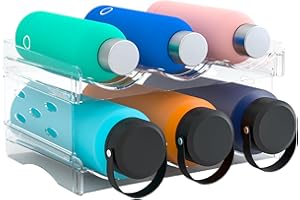 SUOXING Stackable Water Bottle Organizer Holder,2 Pack Clear Plastic Cup Storage Rack,Wine Storage Shelf Rack for Pantry Kitchen Cabinet Cupboard Countertop Organization and Storage,Hold 6 Bottles