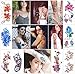 COKOHAPPY Large 8 Sheets Watercolor Temporary Tattoos for Girls Women Plum Lotus Chrysanthemum Peony Rose Lily Peach Arm Shoulders Waist Chest Back Night Show