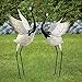 Bits and Pieces -Red Crowned Cranes Metal Garden Sculpture - Set of Two Metal Cranes for Home and Garden Décor - Metal Garden Art, Outdoor Lawn and Patio Decor, Backyard Sculpture, and Decoration.