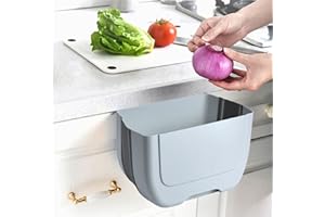 BANYAKONG Hanging Folding Mini Trash Can for Kitchen Cabinet Door, Small Collapsible Garbage Bin Under Sink,Wall Mounted Waste Bin- Container Cabinet/Bedroom/Bathroom (3L)(White)