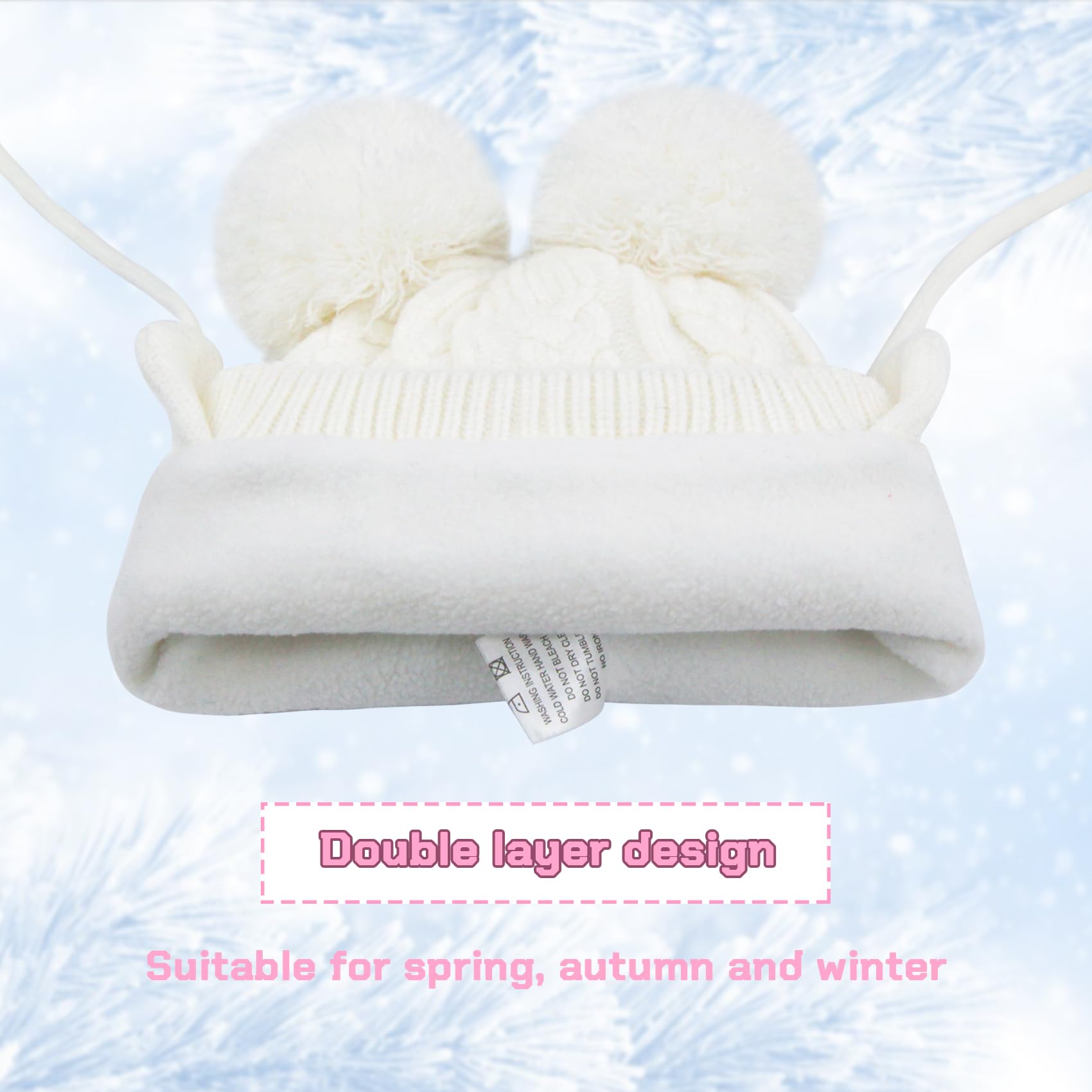 Duoyeree Toddler Winter Hat with Earflap Scarf Hood Thick Warm Kids Skull Cap for Baby Girls Boys