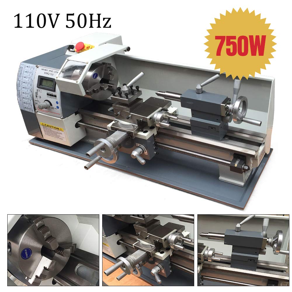 Mini Metal Lathe CNC Machine Variable Speed 110V 750W Brushless DC Motor for Metalworking