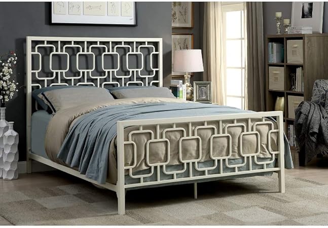 Amazon Com Benjara Benzara Metal King Size Bed With Geometric