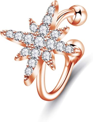 Amazon Co Jp Amazon限定ブランド イヤーカフ レディース 八芒星 イヤリング レディース ジルコニア 金属アレルギー対応 ニッケルフリー ジュエリー 星 ウェアリング 痛くない イヤカフ ピンクゴールド ジュエリー