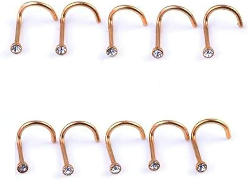 Aooaz 10 Pcs Womens Nose Ring Stud Fish Hook Body Piercing Jewelry
