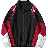 SOLY HUX Men's Varsity Jacket Zipper Color Block Windbreaker Jackets Long Sleeve Coats Streetwear