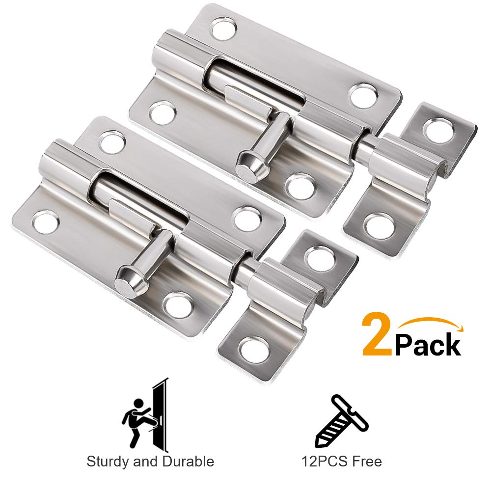 Door Entry Keyless Lock Latch Slide Security Door Lock Pack 2 Screws 12 With Lock Latch Slide Gate Install To Easy Lock Door Sliding Steel Stainless Thickened Latches Bolts Door Hardware