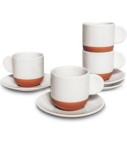 Dicmracy Ceramic Espresso Cups Set - 4.5 Oz No-Handle Demitasse Cups For Coffee Or Tea (Red, Set Of 4) - View #6