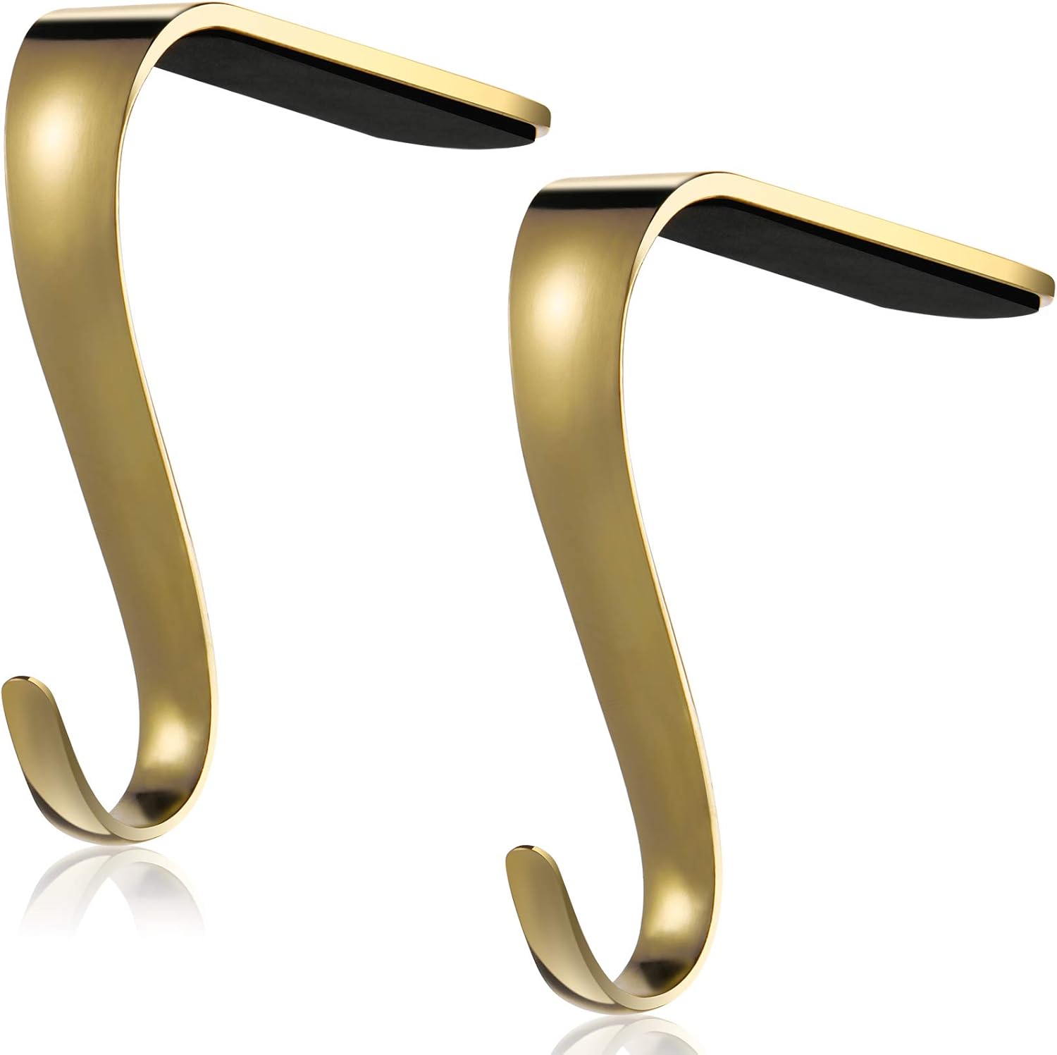 Stockings & Holders - Boao Christmas Stocking Holders Metal Mantel Stockings Hangers Shelf Fireplace Garland Mantle Grips Set for Xmas Party Decoration (Gold, 2)