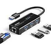 UGREEN USB 3.0 Hub Ethernet Adapter 10 100 1000 Gigabit Network Converter with 3 USB 3.0 Ports Hub Compatible with Laptop PC 