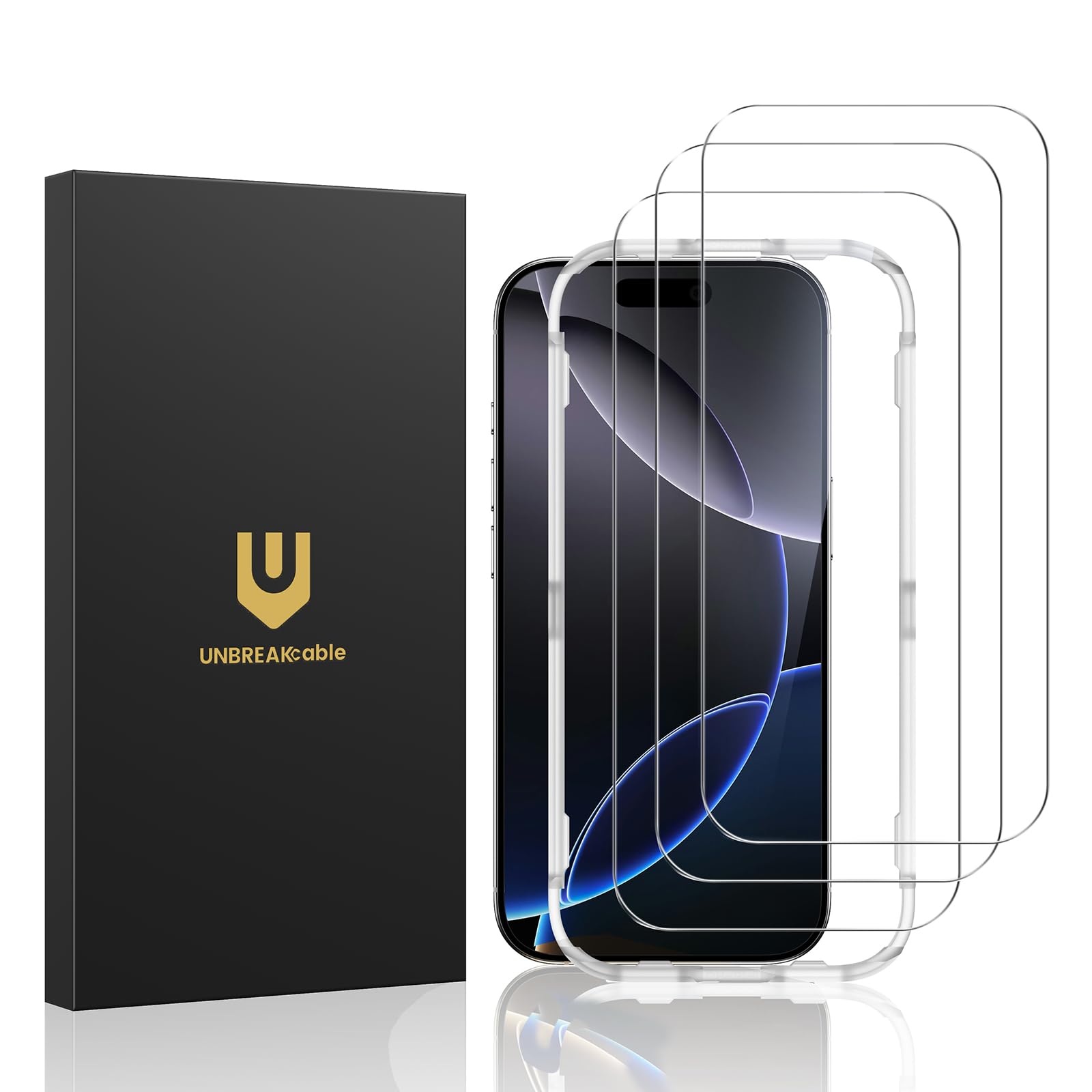 Photo 1 of UNBREAKcable 3-Pack Screen Protector for iPhone 16 Pro Max, Double Shatterproof Tempered Glass [Easy Installation Frame] [9H Hardness] [99.99% HD Clear] [Case Friendly] for iPhone 6.9 inch