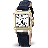 Disney Classic Mickey Mouse Square Watch for Women – Elegant Women's Mickey Mouse Watch, Gift Fans and Collectors – Stylish Watches with Golden Bezel, Stainless Steel Bracelet