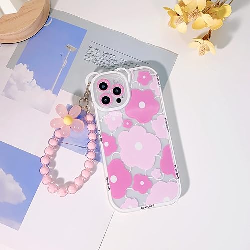 NITITOP Custodia Per IPhone 14 Plus Con Orecchie Da Orso E Catena Floreale - Morbida TPU Trasparente, Design Carino Con Fiori, Protezione Antiurto - Girly-Bear - 4