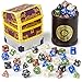 Wiz Dice Cup of Plenty - Polyhedral Dice Set for Tabletop RPG Adventure Games with a Dice Cup - DND Dice Set, Suitable for Dice Games Alike - 5 Complete Sets - 35 ct