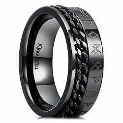 King Will 8mm Black Spinner Ring Cuban Chain Viking