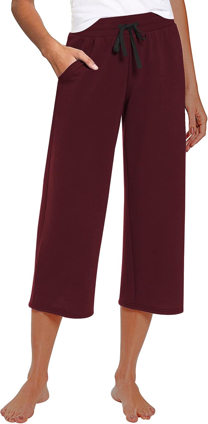 Active Women's Fashion Lightweight Woven Cargo Capri Pant with Pockets Burgundy at Amazon Women 