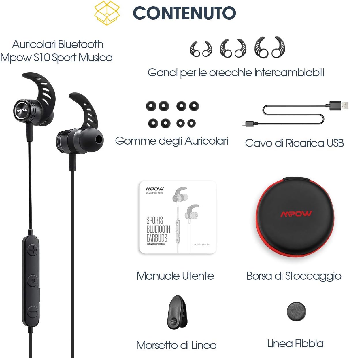 mpow auriculares Bluetooth Deporte 4.1 magnéticos de trabajo ...