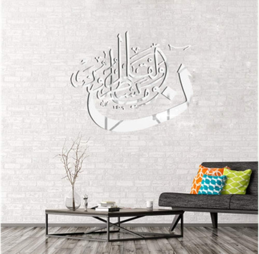 Wangjru 40X33Cm Muslim 3D Acrylic Mirror Wall Stickers Living Room Acrylic Wall Decals Islamic Culture Mirrored Decorative Sticker