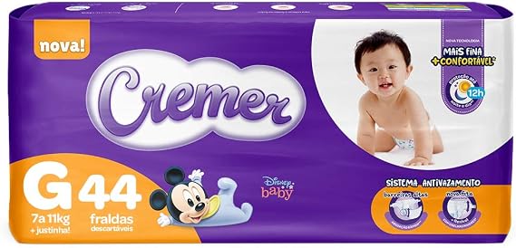 Fralda Cremer Disney, G, Mega, pacote de 44, Roxo | Amazon  (7898133019401)
