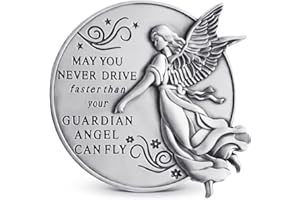 ANOWVI Guardian Angel Visor Clips for Cars，Reads May You Never Drive Faster Than Your Guardian Angel CAN Fly, New Driver Gifts, Car Accessories
