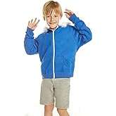 Pacreck Kids Blue Jacket Hoodie Cosplay Costume Zipper Hooded Plush Sweatshirt Coat