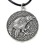 Paw Paw House Valknut Ravens Odin's Spear Norse Viking Runes Talisman Necklace Antique Silver (4126S)