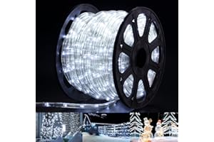 OUTDOOR BASIC 150 ft Led Rope Lights,1080 LEDs Waterproof Indoor Outdoor Party Decorative Lighting with 8 Modes,Connectable and Flexible Rope Lighting for Garden,Pool,Home,Bedroom (Cool White, 150 Ft)