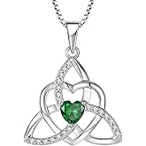 YIFSIY Celtic Knot Heart Necklace 925 Sterling Silver Trinity Love Knot Pendant Birthstones Jewelry Gifts Necklace for Women