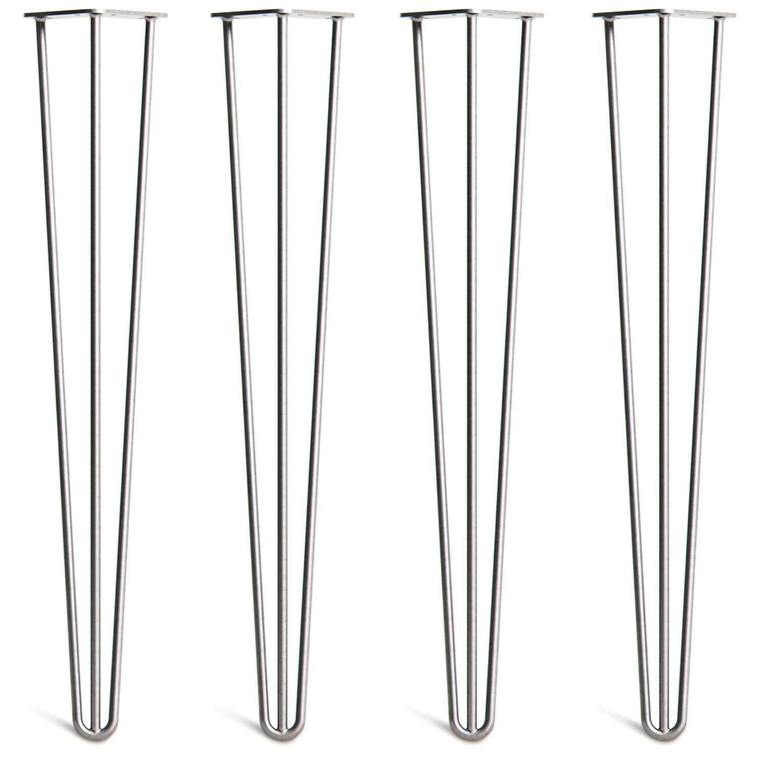 [HLC] 4 x Hairpin Table Legs – Superior Double Weld Steel Construction With Screws, Build Guide & Protector Feet Worth £8 Included! – 10mm Steel [28"/71cm,Raw]