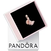 PANDORA Pink Butterfly &amp; Quote Double Dangle Charm | Rose Gold with Cubic Zirconia &amp; Enamel, Jewelry for Women with Gift Box, Compatible with PANDORA Moments