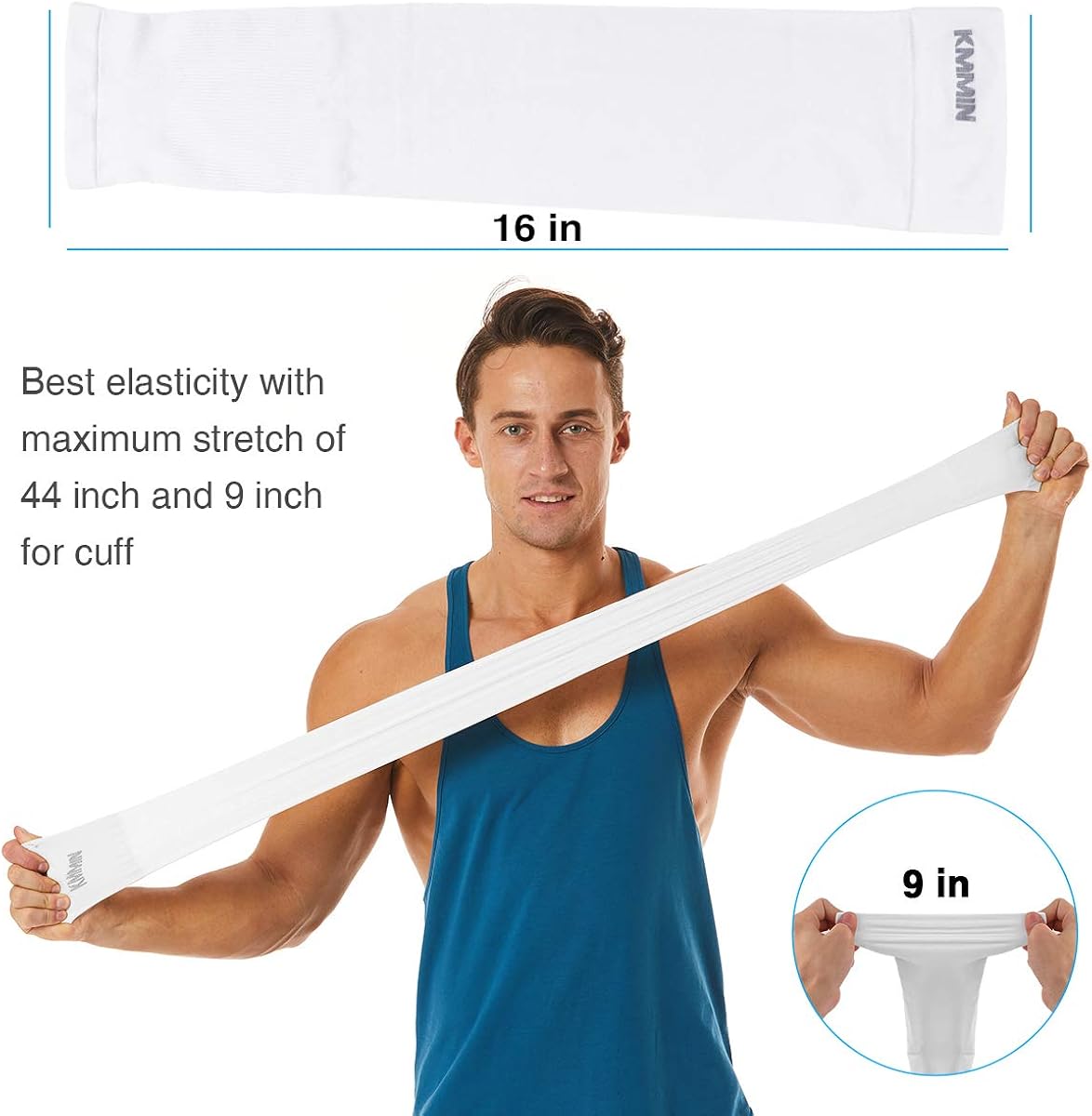 KMMIN Arm Sleeves UV Protection for Driving Cycling Golf Basketball Warmer Cooling UPF 50 Sunblock Protective Gloves for Men Women Adults Covering Tattoos, Black/White: Clothing