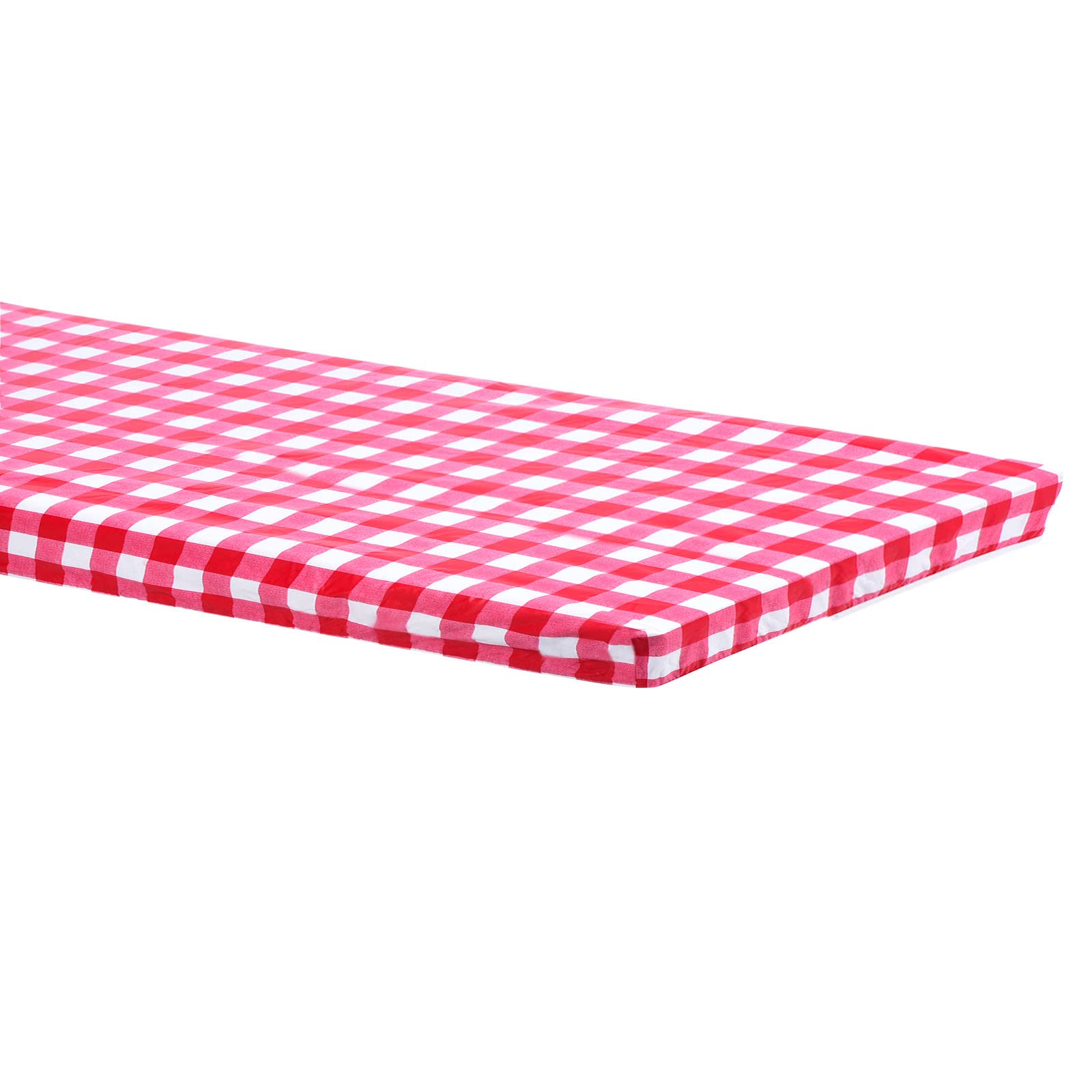 PATIKIL 30" x 72" Picnic Table Cover, Waterproof Vinyl Fitted 6ft Tablecloth Flannel Backing Elastic Edge for Rectangle Table, Red