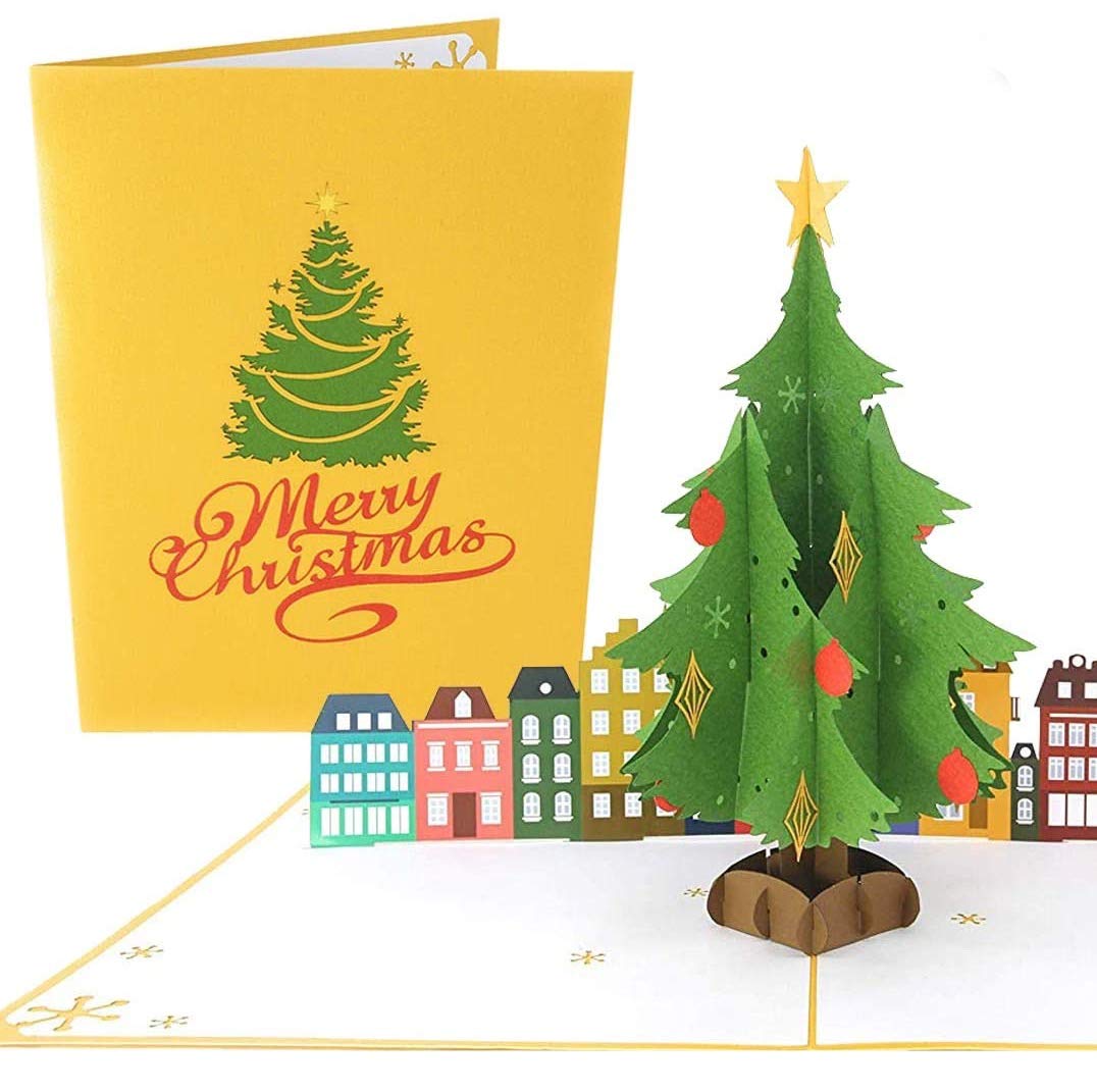 PopLife® Christmas Tree Pop Up Card - 3D Holiday Greeting, Blank Merry Christmas, Stocking Present for Friends and Family - for Mom, for Grandma, for Dad, for Teacher, for Daughter