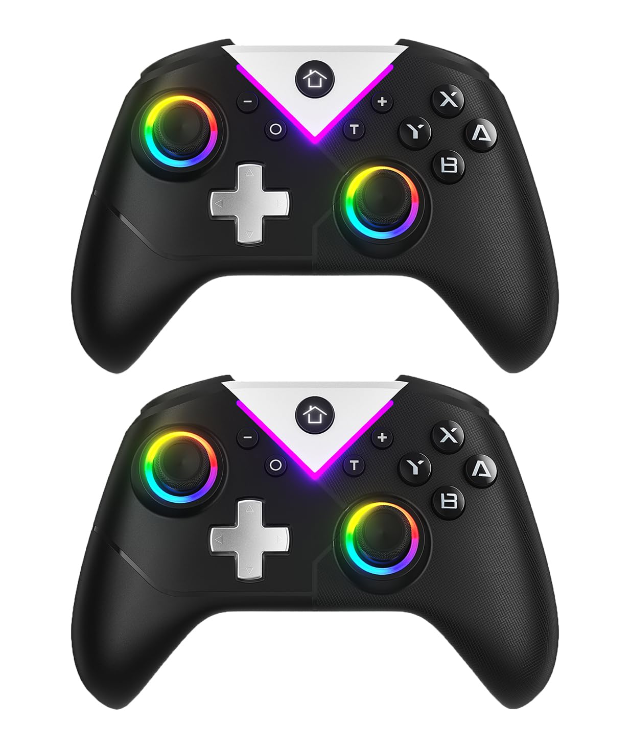 Dinosoo RGB Wireless Controller for Nintendo Switch 2/1 Lite/OLED, PC, with Bluetooth, Turbo, Macro, 6 Gyro Axis, Dual Vibration, Screenshot - 2 Pack