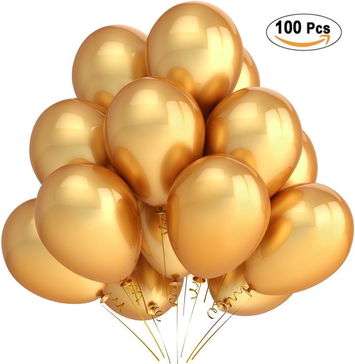 KALLOE Golden Balloons, 100 Pieces Latex Balloon for Wedding or Party Decorative