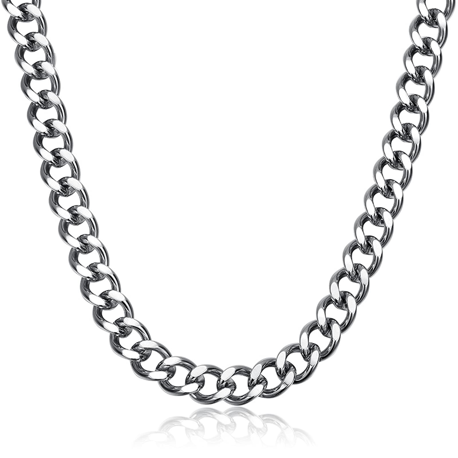 Teegxddy Cuban Chain Necklace for Men and Women 1.6-6 mm Stainless Steel/Gold Plated [Length: 50Cm]