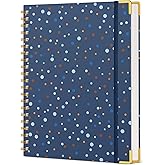 Cute Spiral Notebook Journal for Women, 200 Pages Lined Notebooks 8.5” x 11”, A4 Large Hardcover Spiral Journals with 100 GSM Thick Paper, College Ruled Notebook for Writing Work School, Navy Dots