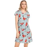 vvfelixl Womens Nightgown Cute White Gooses Short Sleeve Nightgowns for Women Sleepwear Night shirt Sleep Dress S-XXL