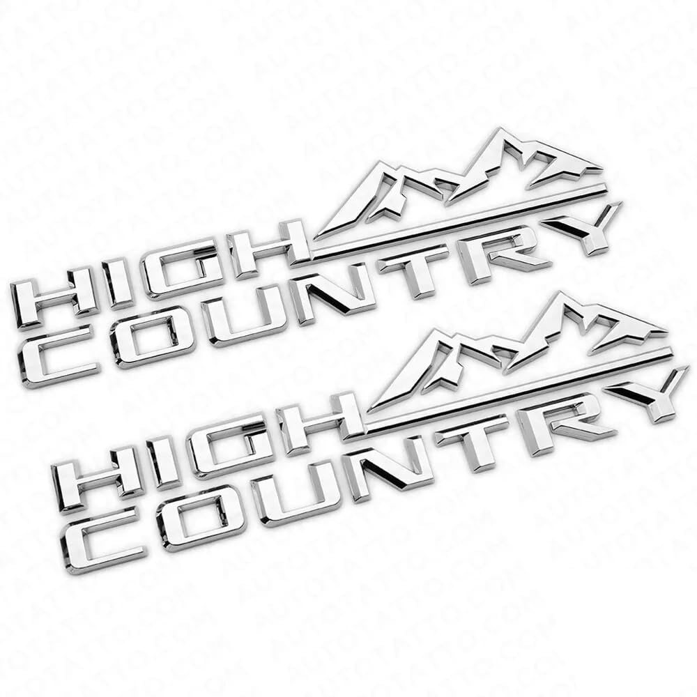 Photo 1 of 2Pcs High Country Emblems Side Door Letter Logo Car Badge Nameplate Replacement for 2019-2025 Tahoe Silverado (2Pcs Side Emblems - Chrome)