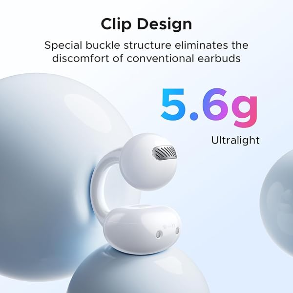 UGREEN S6 MAGIC CLIP-TYPE EARBUDS, OPEN-EAR EARBUDS, WITH LCD SMART DISPLAY, OPEN-EAR TYPE, BLUETOOTH 5.4 0.5 INCH (12 MM) DRIVERS, TOTAL 30 HOURS PLAYBACK, DNN NOISE CANCELING