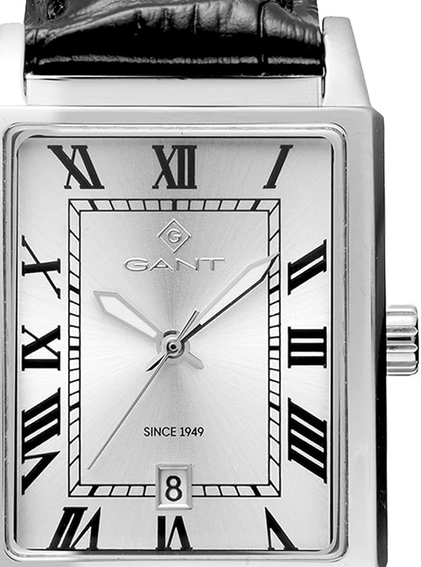 G197001 Staten Island - Reloj de Pulsera para Hombre, Caja de Acero Inoxidable, Correa de Piel Negra con Aspecto de cocodrilo, Movimiento de Cuarzo japonés, Fecha, 5 ATM