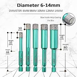 FACHLICH Dry Diamond Drill Bits - 2pcs 1/4" Granite